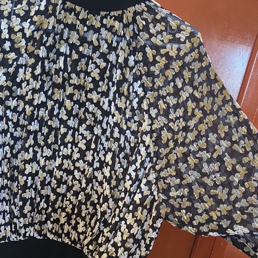 Tory Burch Black and Gold Patterned Top - Picture 3 of 5